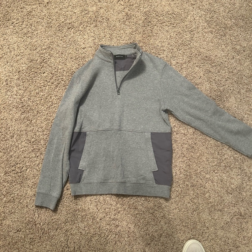 Men's Gray Quarter-Zip Bugatchi Sweater